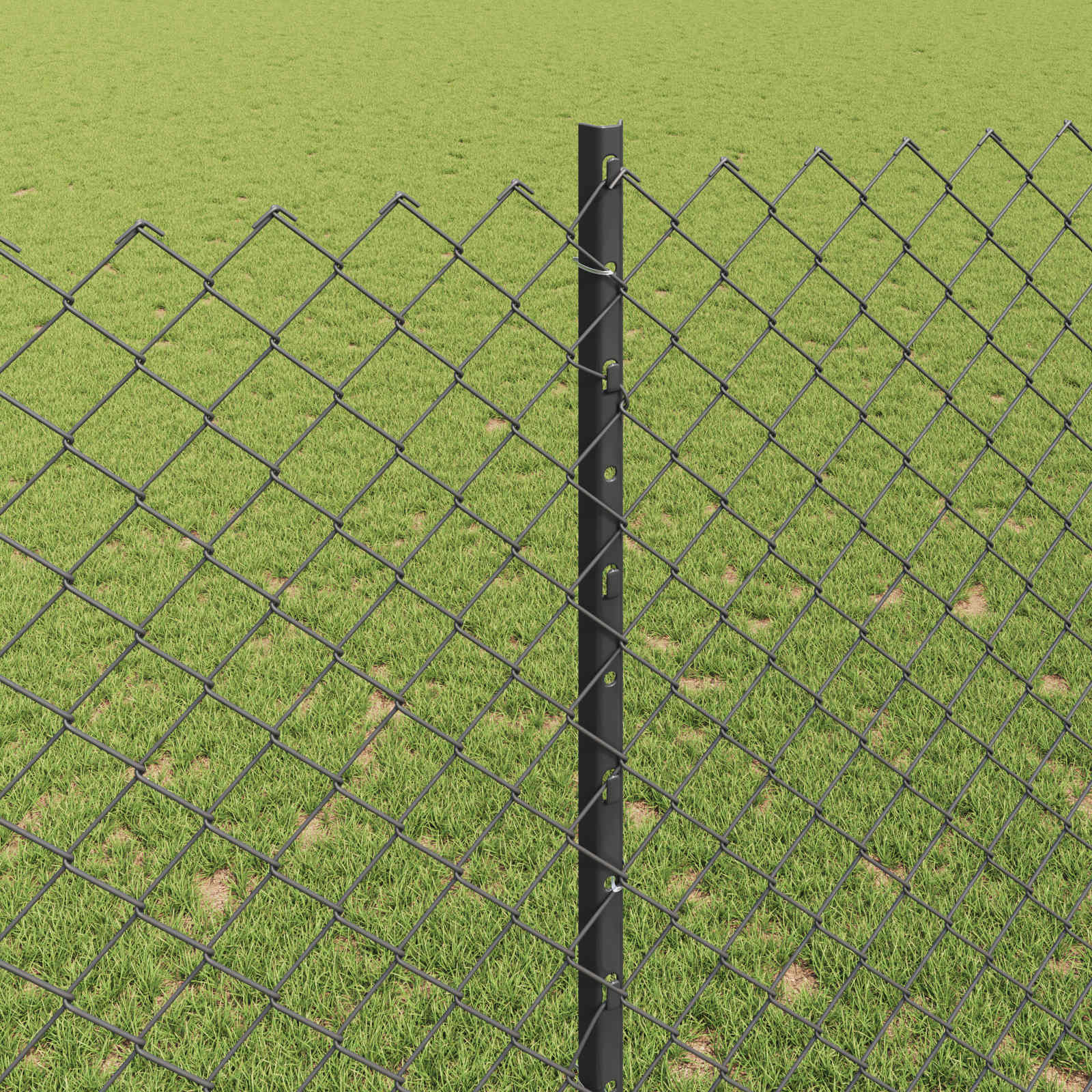 Kettenzaun mit Pfosten 10 x 1,6 m PVC-beschichteter Stahl Grau