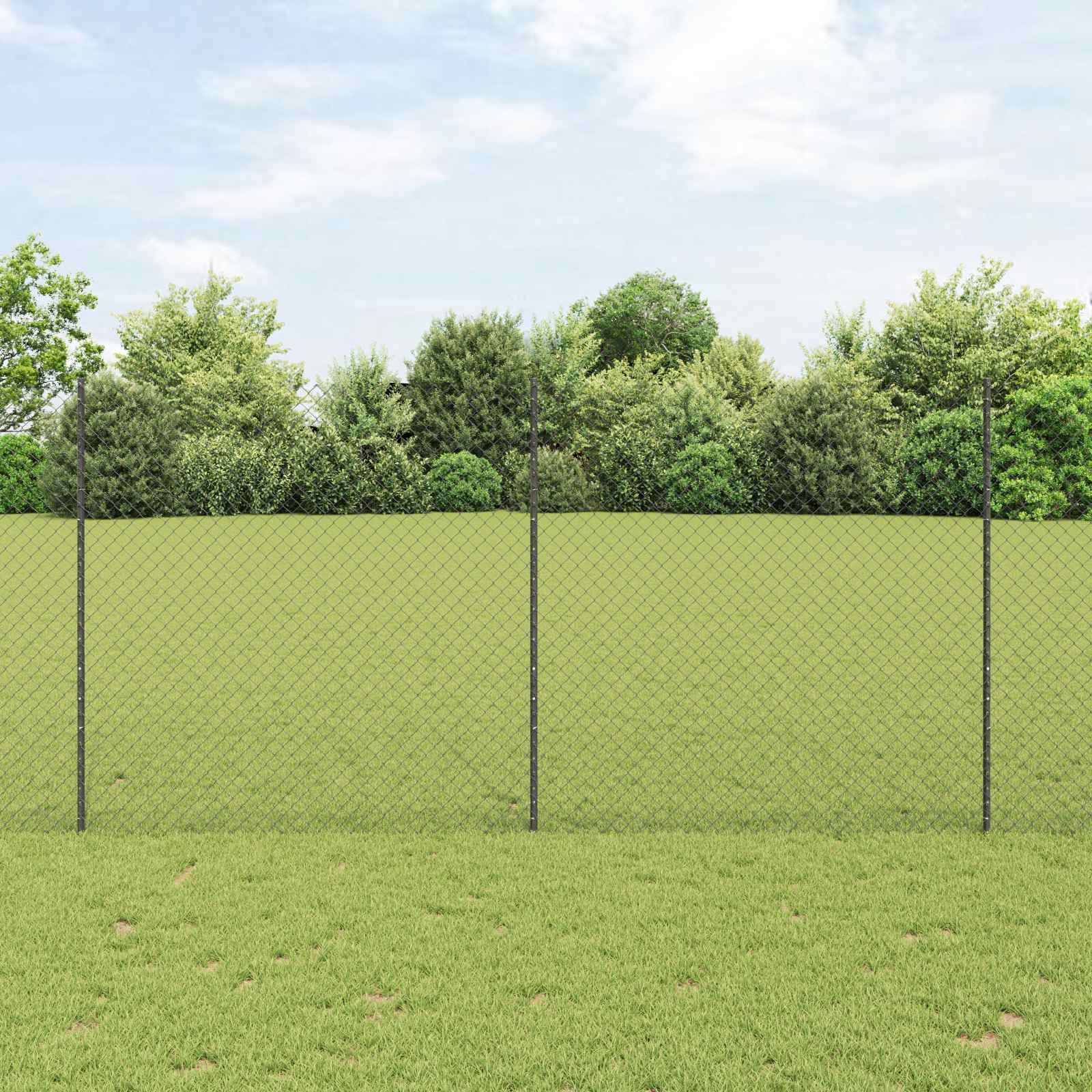 Kettenzaun mit Pfosten 10 x 1,6 m PVC-beschichteter Stahl Grau