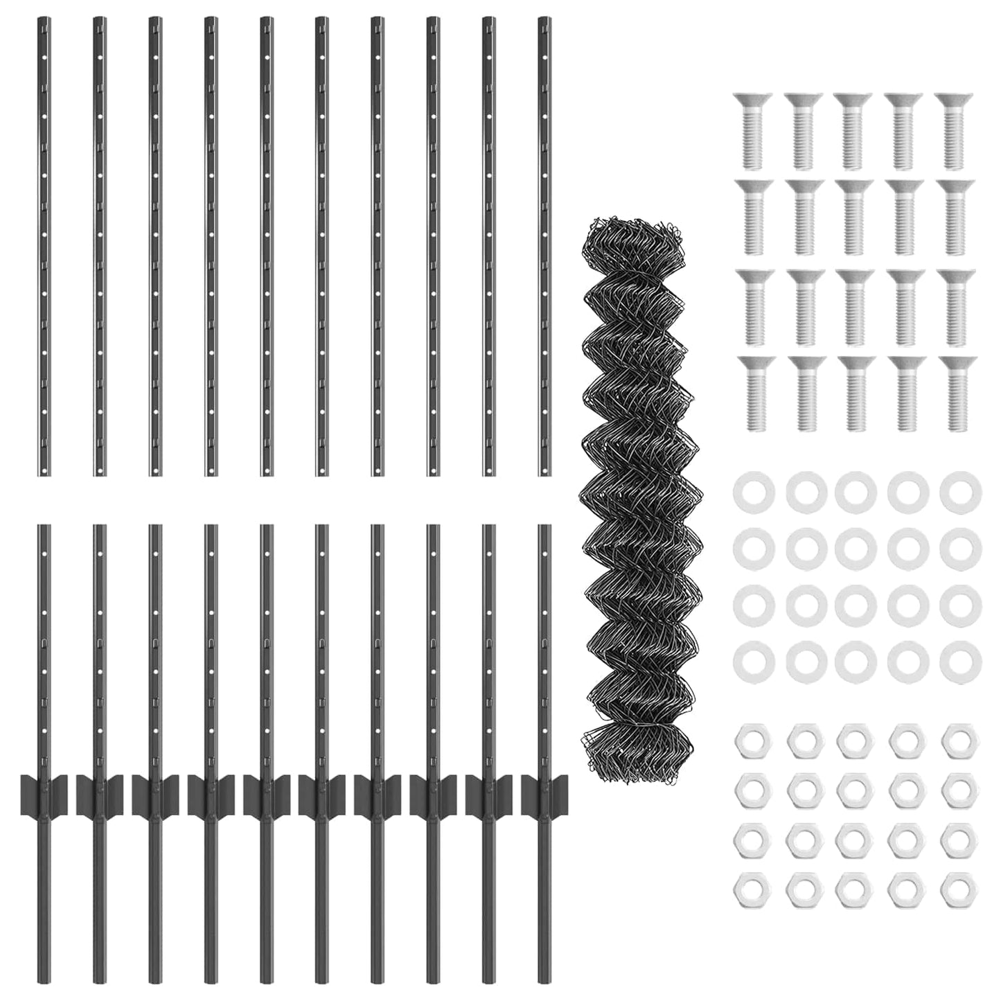 Maschendrahtzaun mit Pfosten 10 x 1 m PVC-beschichteter Stahl