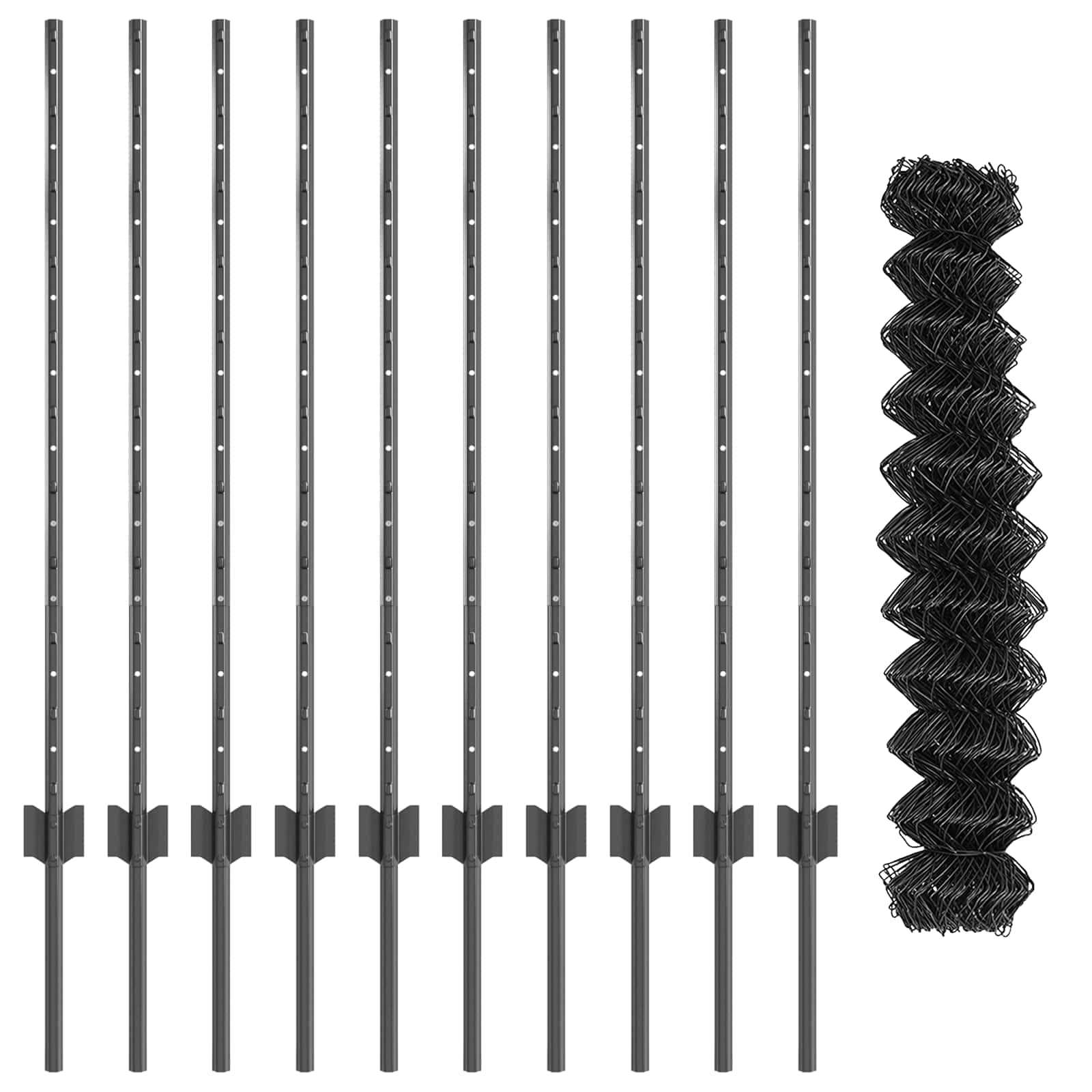 Maschendrahtzaun mit Pfosten 10 x 1 m PVC-beschichteter Stahl