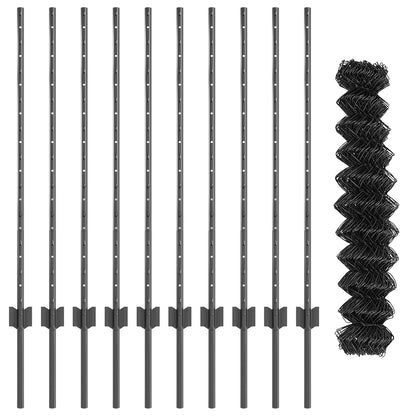 Maschendrahtzaun mit Pfosten 10 x 1 m PVC-beschichteter Stahl