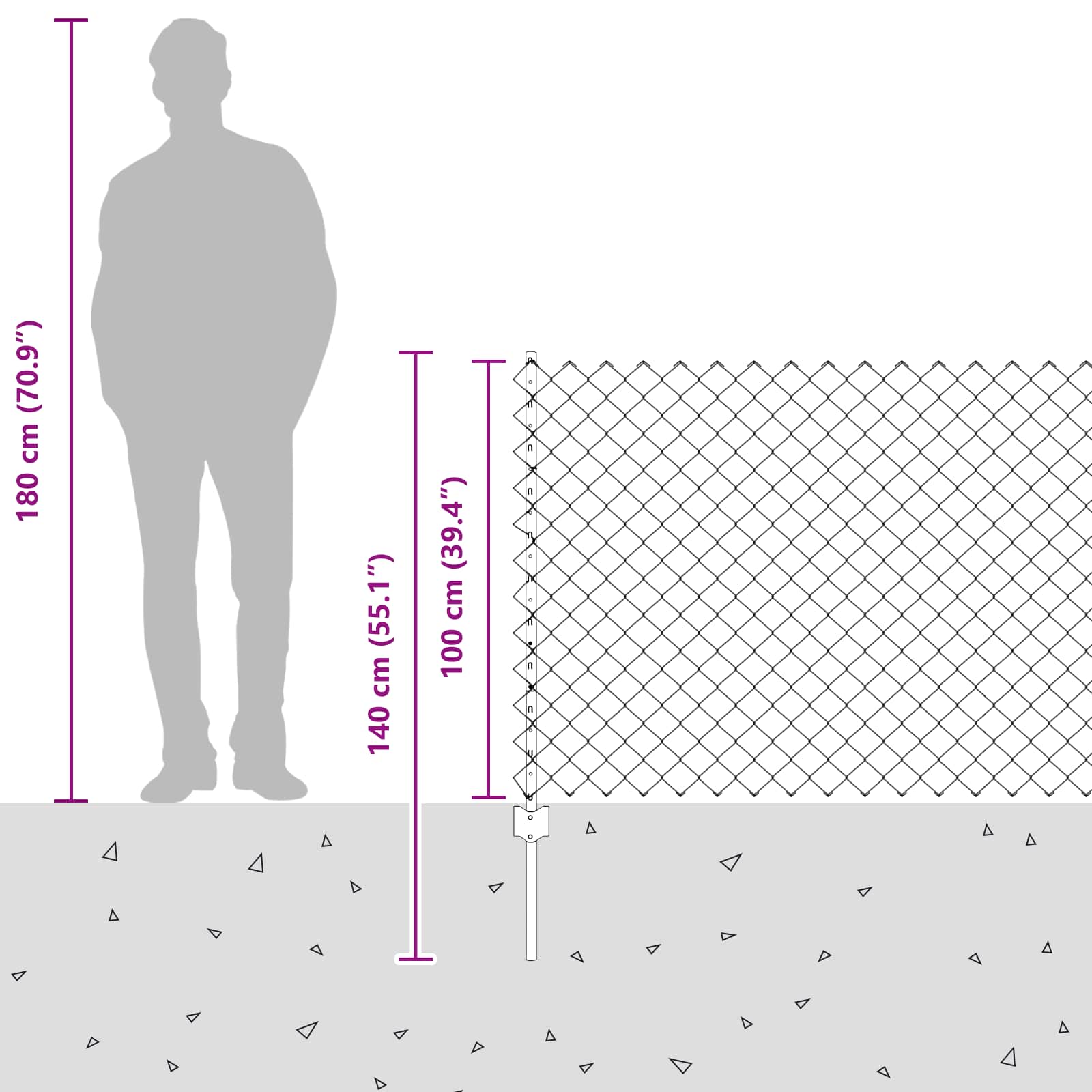 Maschendrahtzaun mit Pfosten 10 x 1 m PVC-beschichteter Stahl