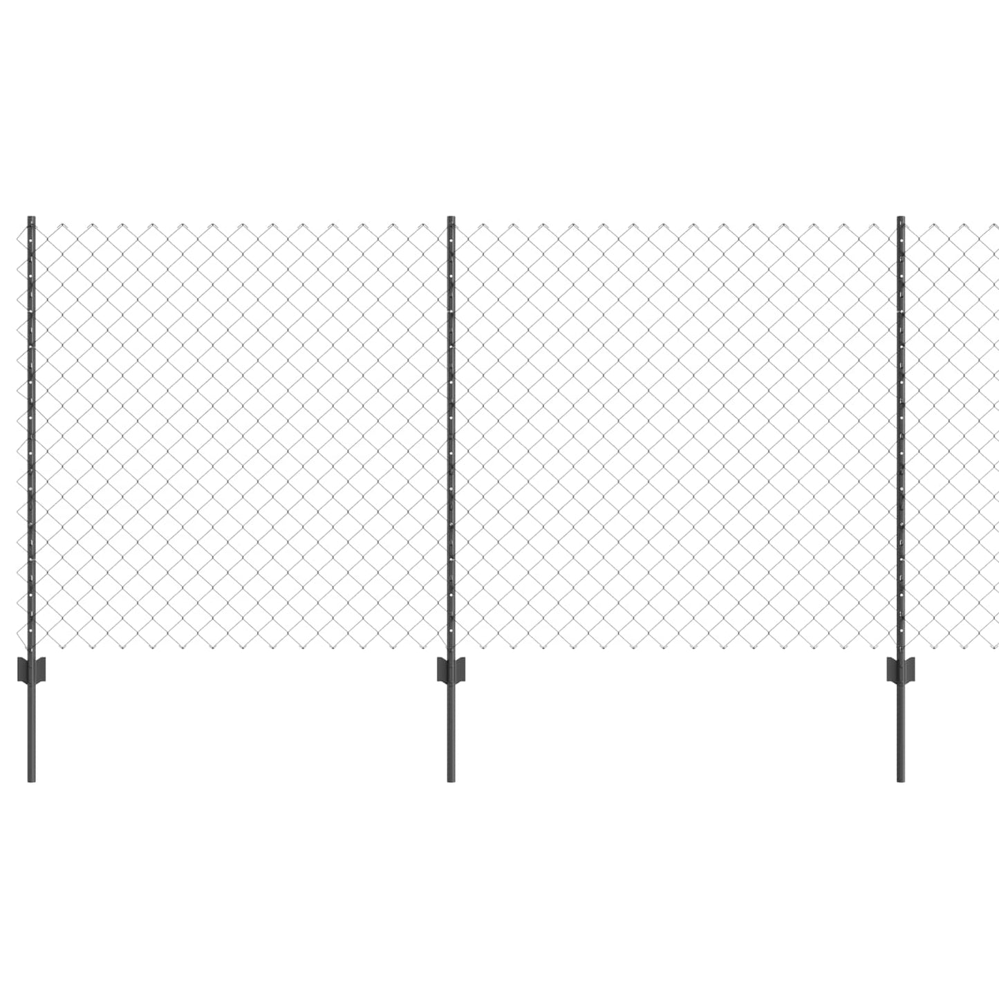 Kettenzaun mit Pfosten 10 x 1,2 m PVC-beschichteter Stahl Grau