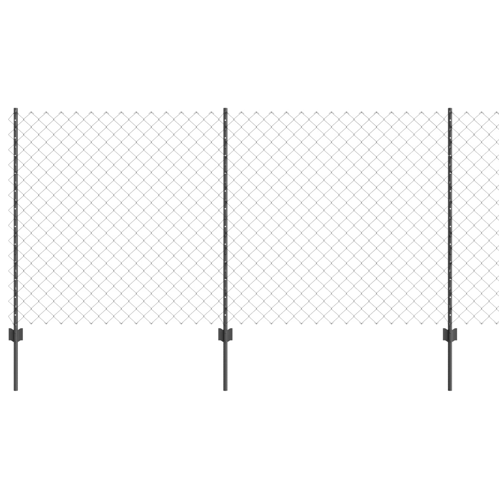 Kettenzaun mit Pfosten 10 x 1,2 m PVC-beschichteter Stahl Grau