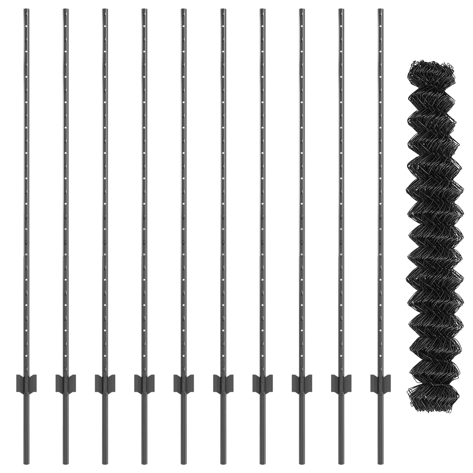 Maschendrahtzaun mit Pfosten 10 x 1,4 m PVC-beschichteter Stahl