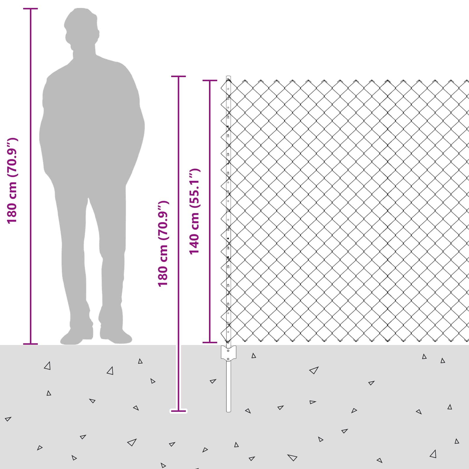 Maschendrahtzaun mit Pfosten 10 x 1,4 m PVC-beschichteter Stahl