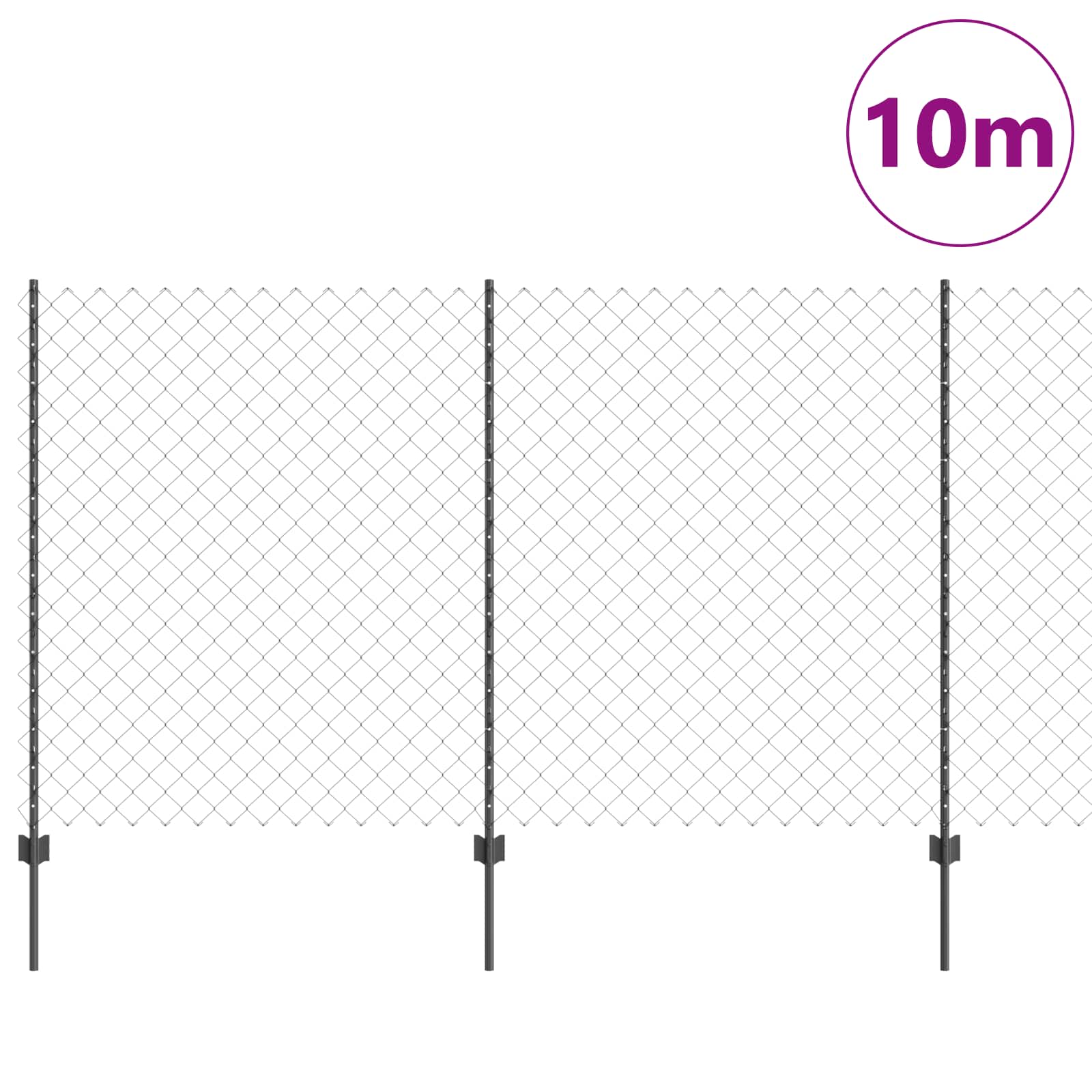 Maschendrahtzaun mit Pfosten 10 x 1,4 m PVC-beschichteter Stahl