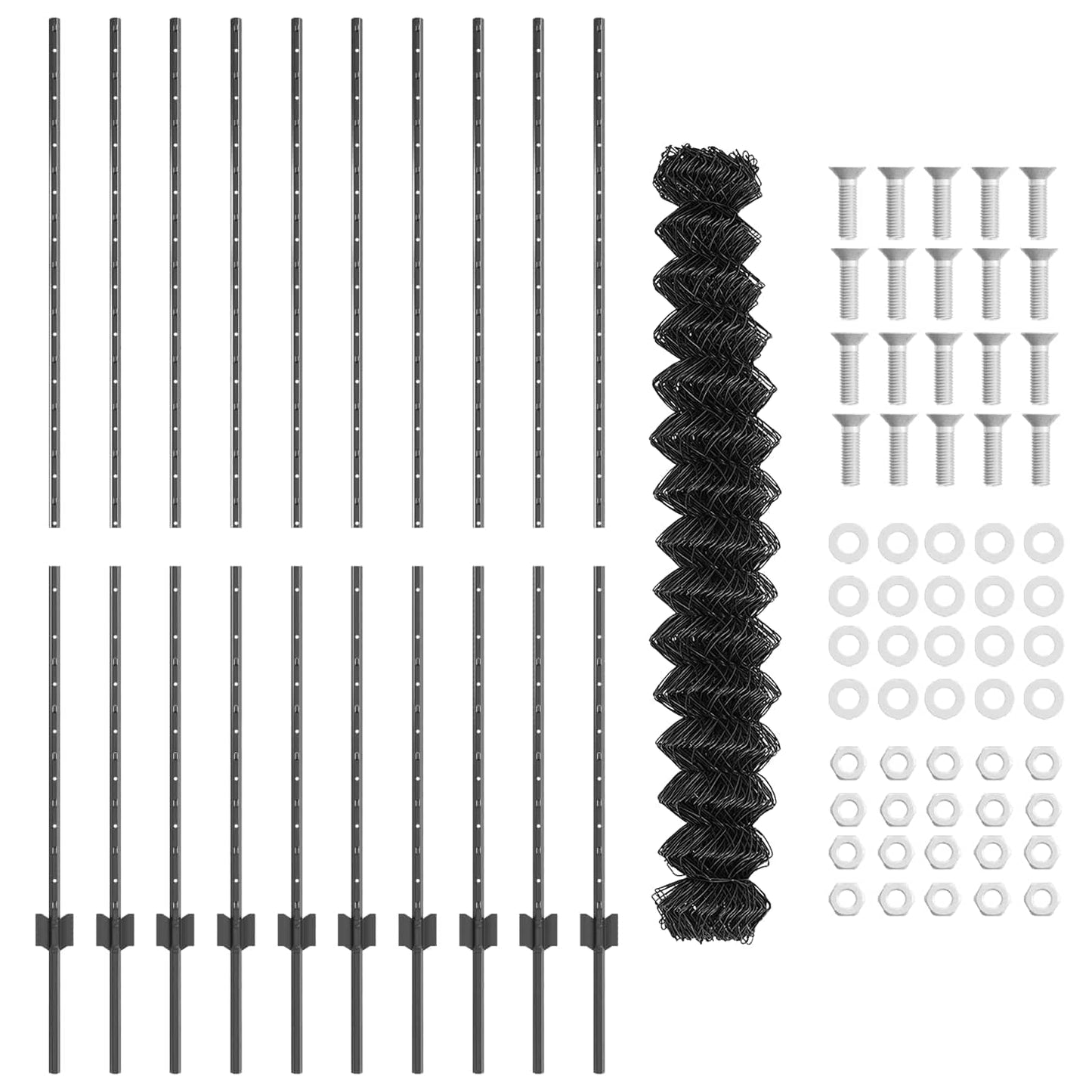 Maschendrahtzaun mit Pfosten 10 x 1,5 m PVC-beschichteter Stahl