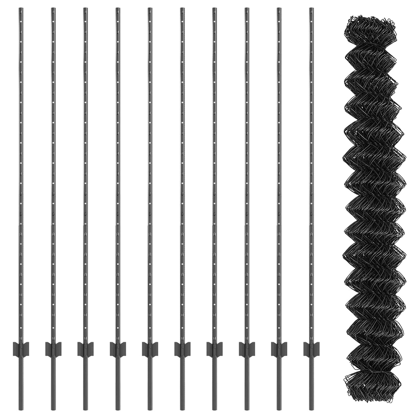 Maschendrahtzaun mit Pfosten 10 x 1,6 m PVC-beschichteter Stahl