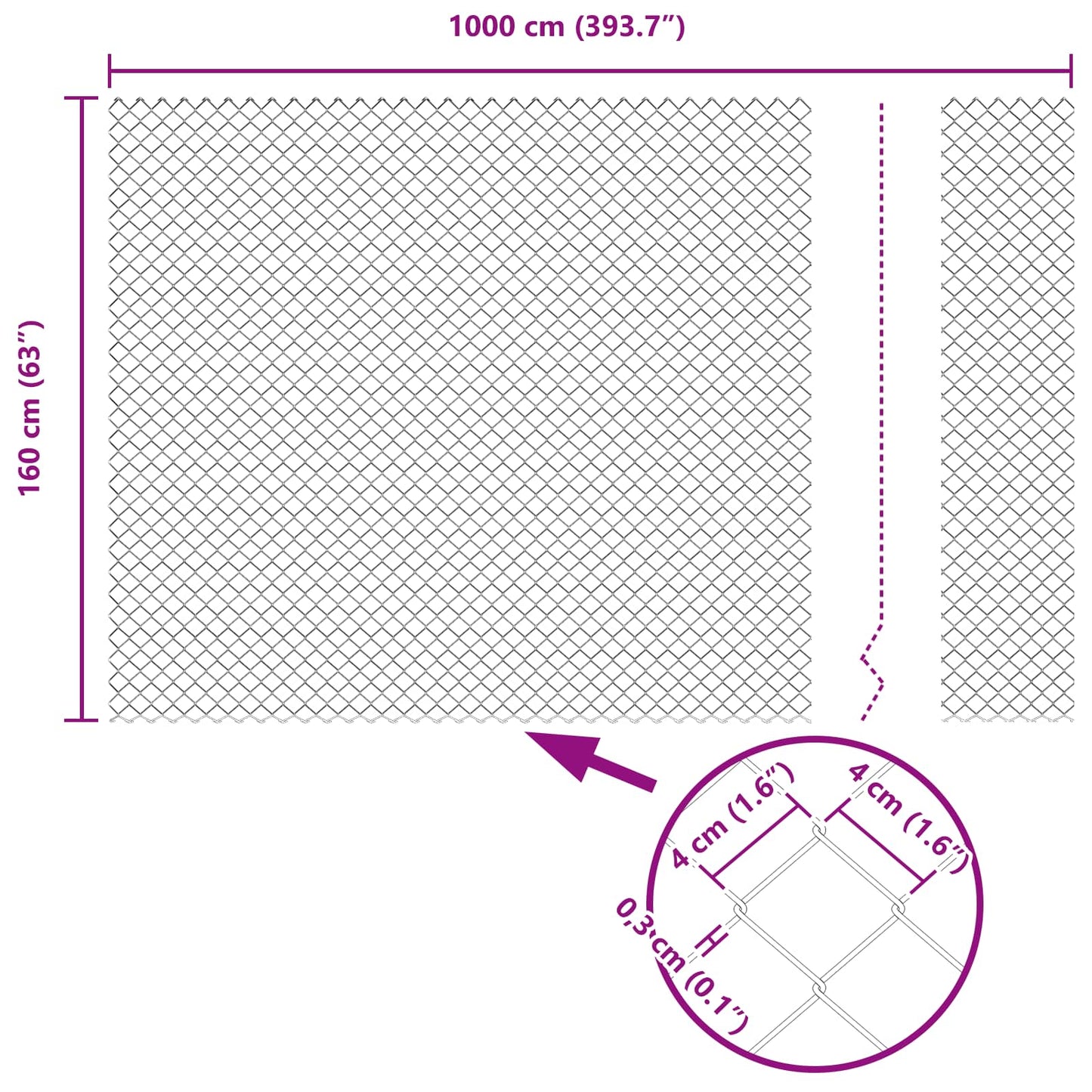 Maschendrahtzaun mit Pfosten 10 x 1,6 m PVC-beschichteter Stahl