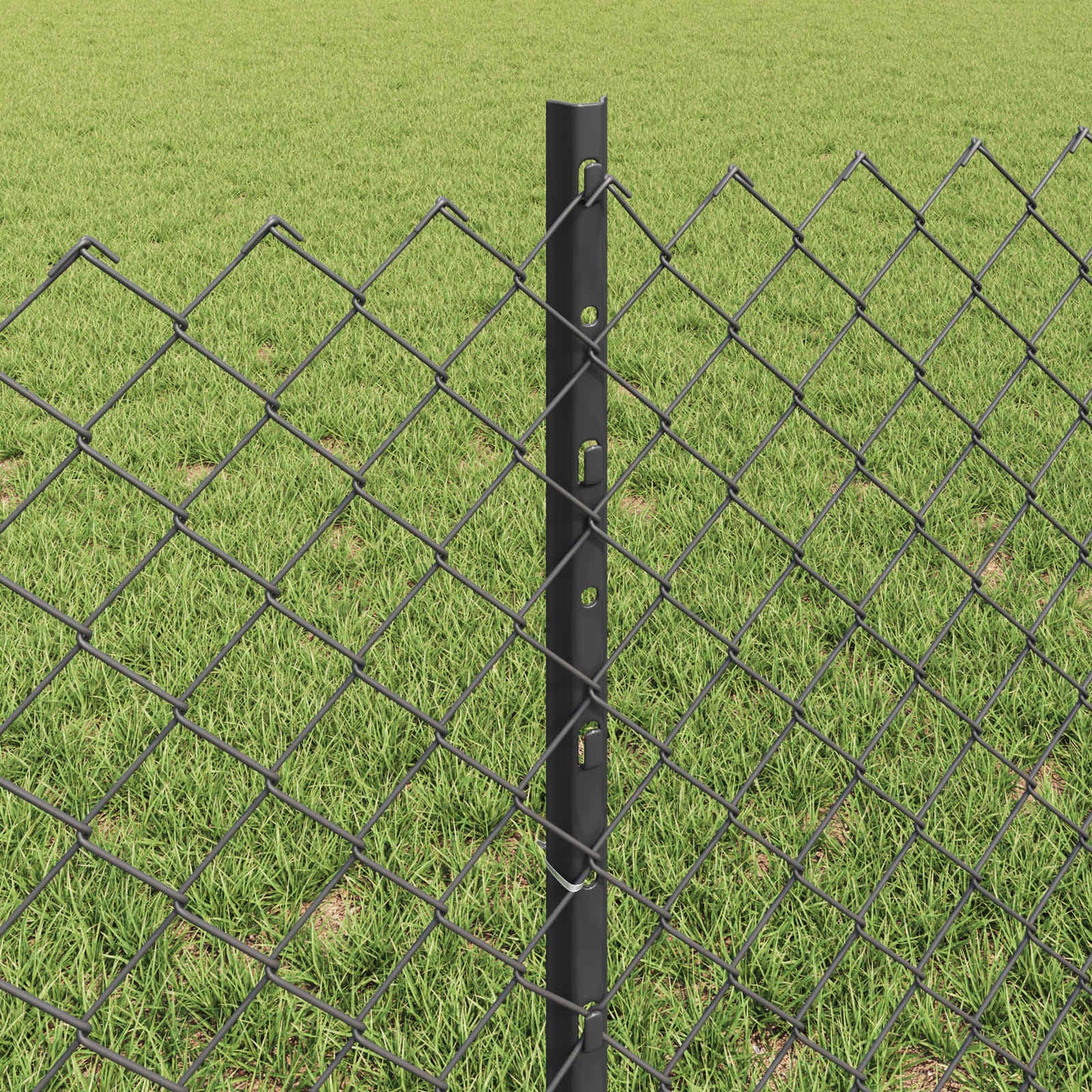 Maschendrahtzaun mit Pfosten 25 x 0,6 m PVC-beschichteter Stahl