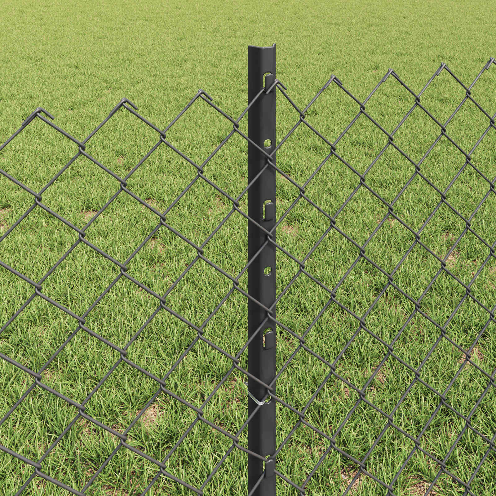 Maschendrahtzaun mit Pfosten 25 x 0,6 m PVC-beschichteter Stahl