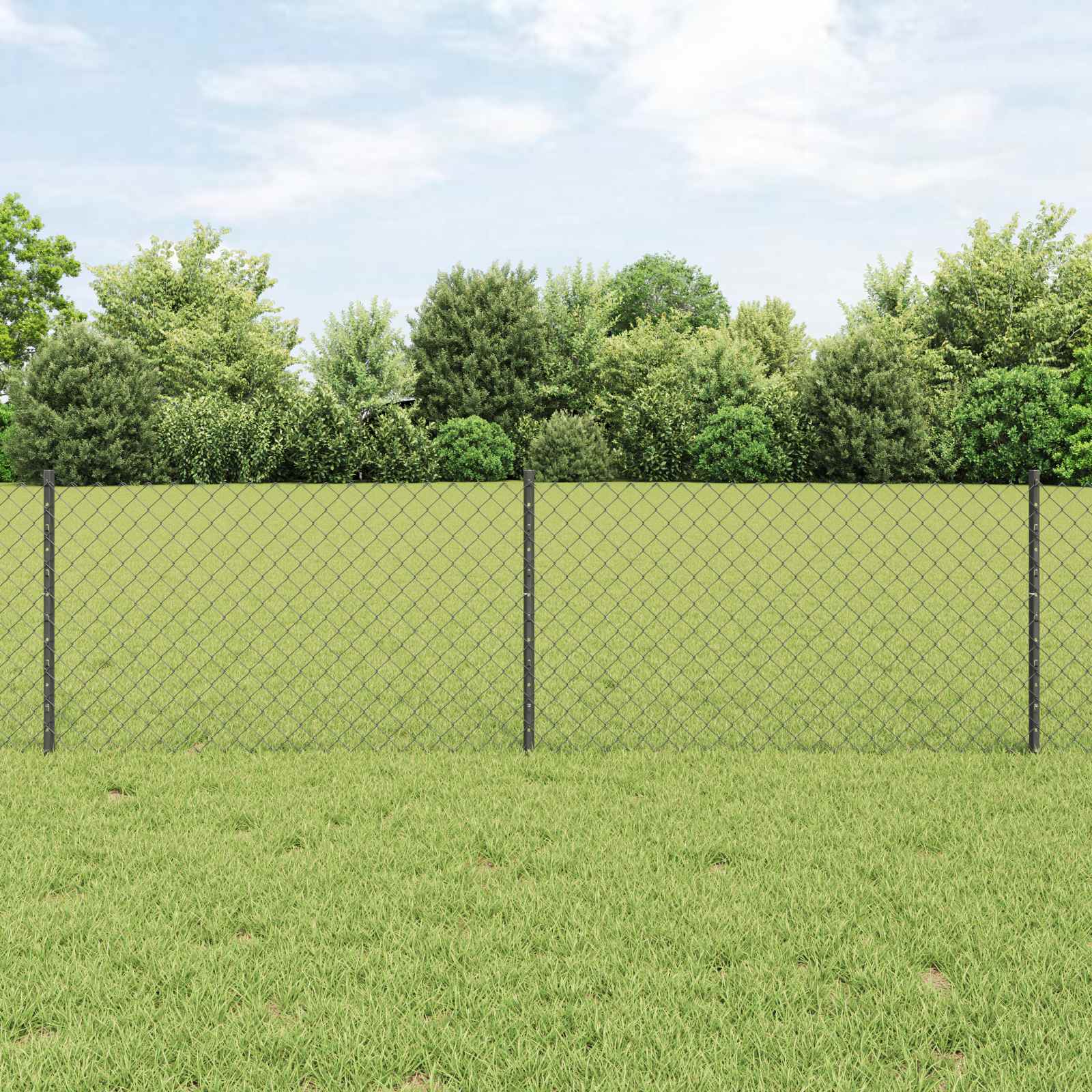 Maschendrahtzaun mit Pfosten 25 x 0,6 m PVC-beschichteter Stahl