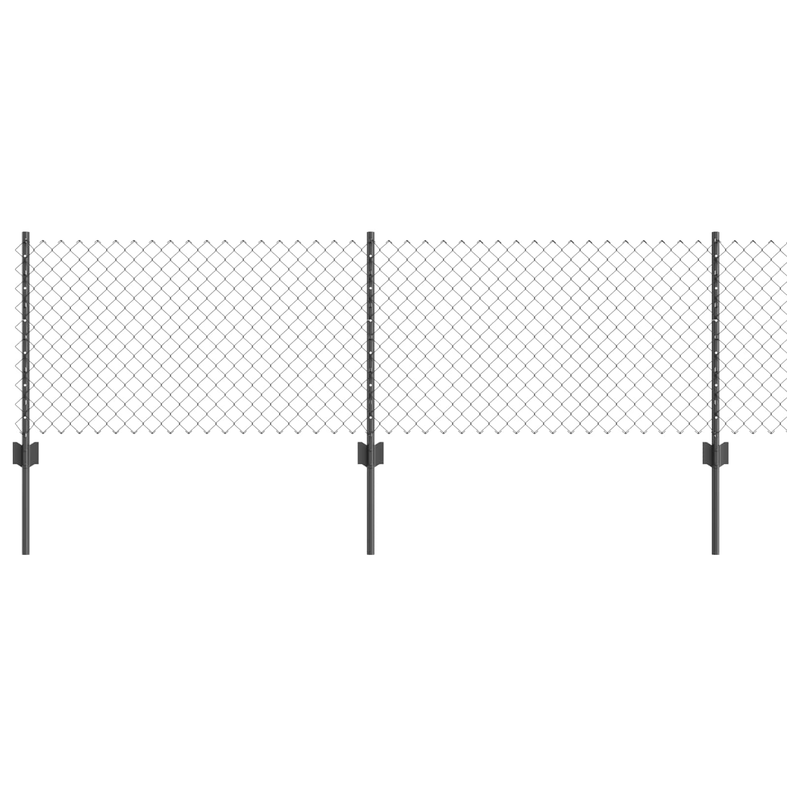 Maschendrahtzaun mit Pfosten 25 x 0,6 m PVC-beschichteter Stahl