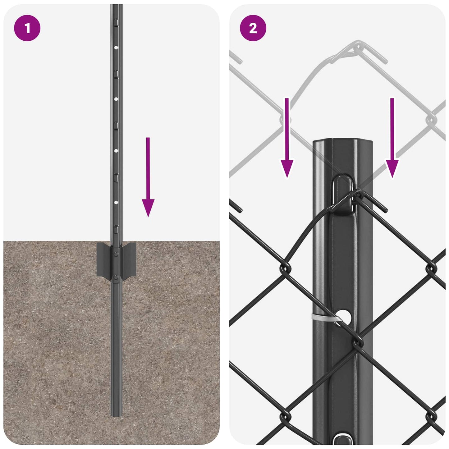 Maschendrahtzaun mit Pfosten 25 x 0,6 m PVC-beschichteter Stahl