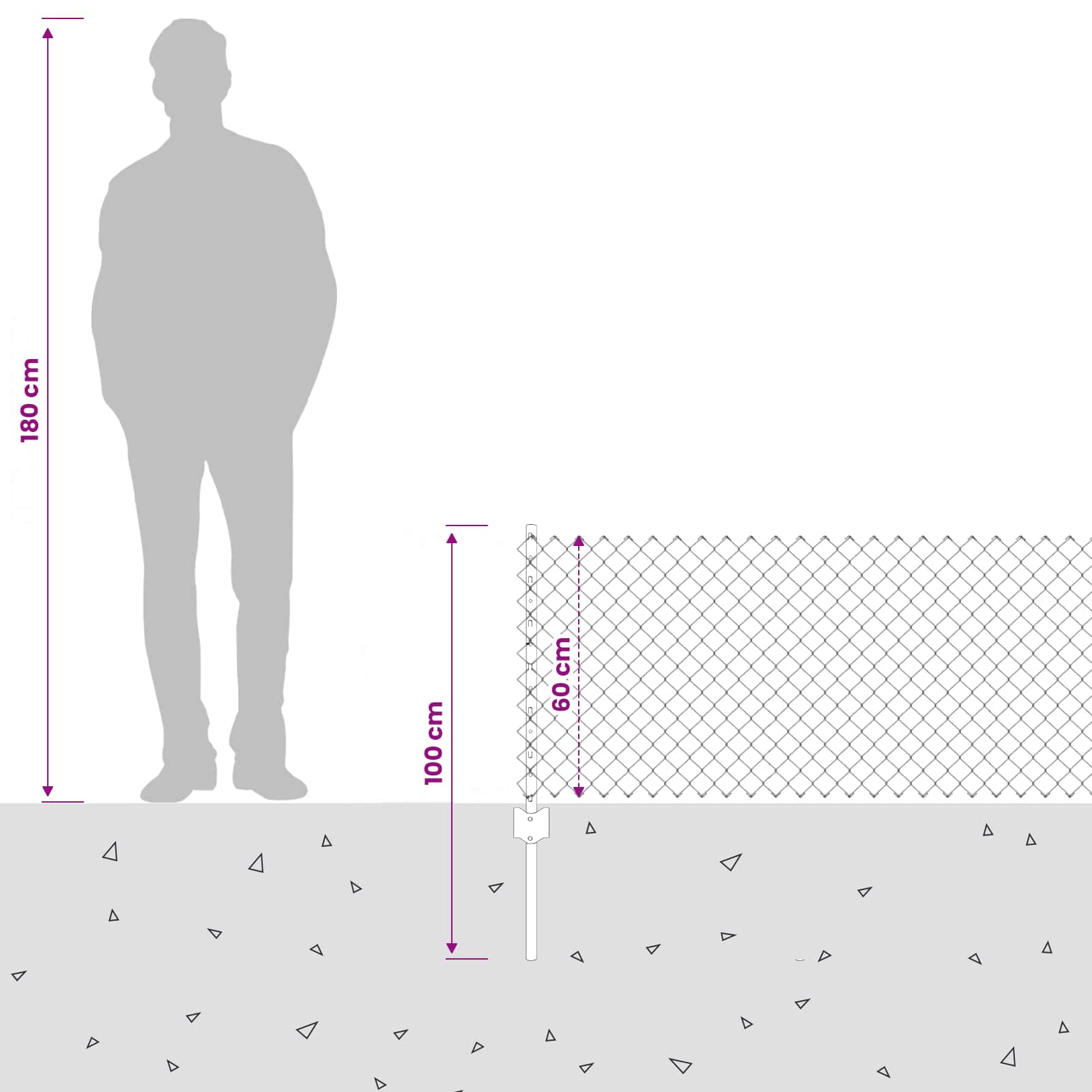 Maschendrahtzaun mit Pfosten 25 x 0,6 m PVC-beschichteter Stahl