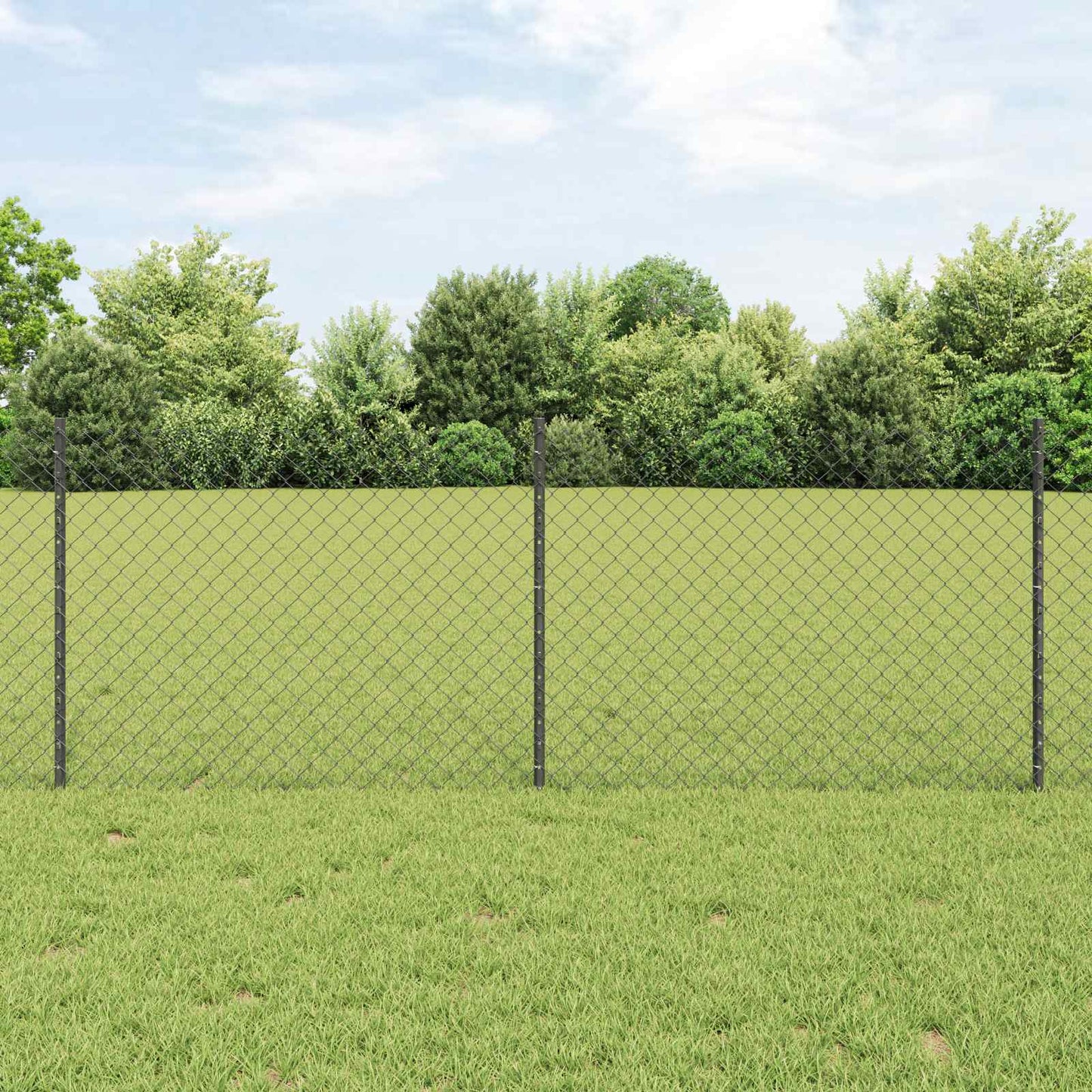 Kettenzaun mit Pfosten 25 x 0,8 m PVC-beschichteter Stahl Grau