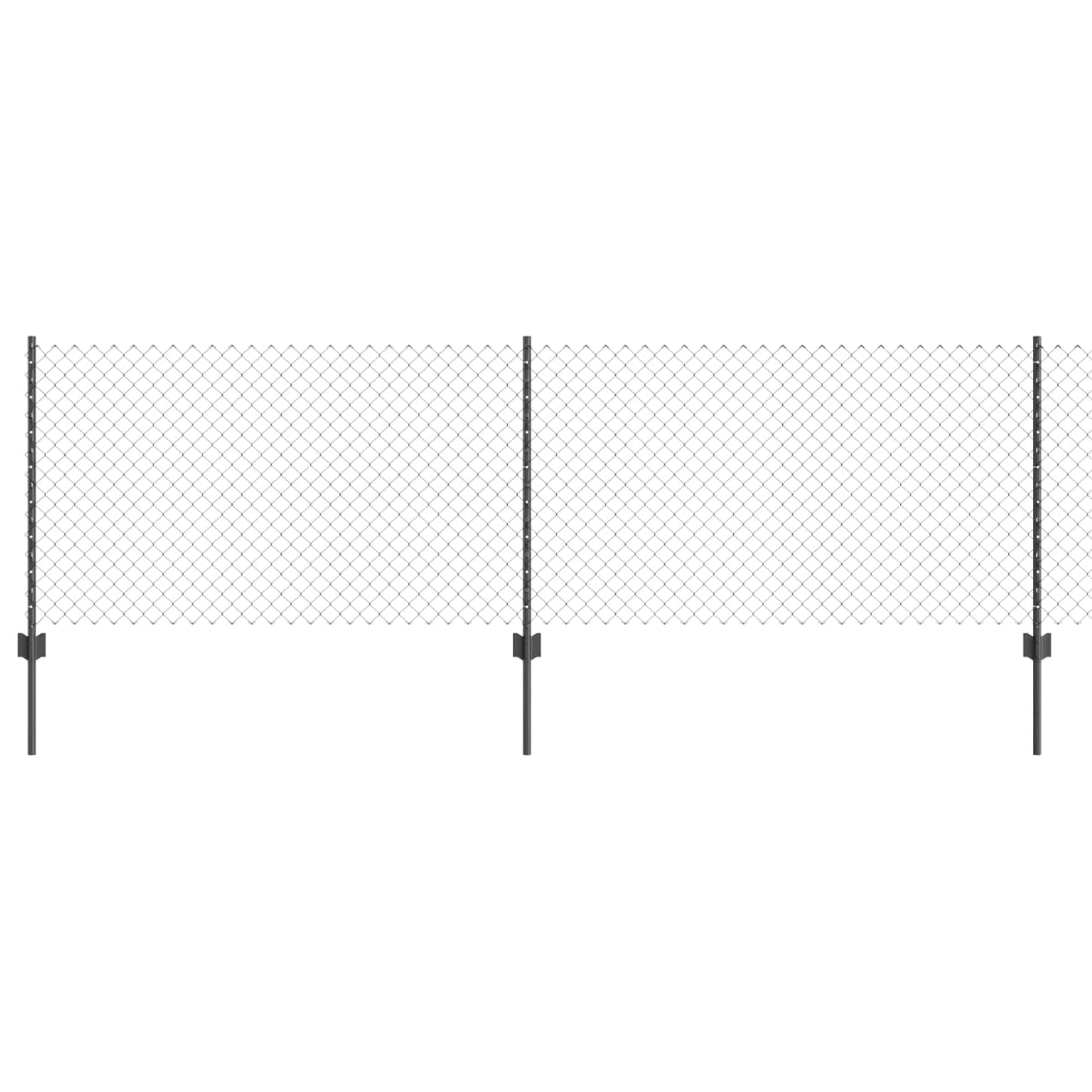 Kettenzaun mit Pfosten 25 x 0,8 m PVC-beschichteter Stahl Grau
