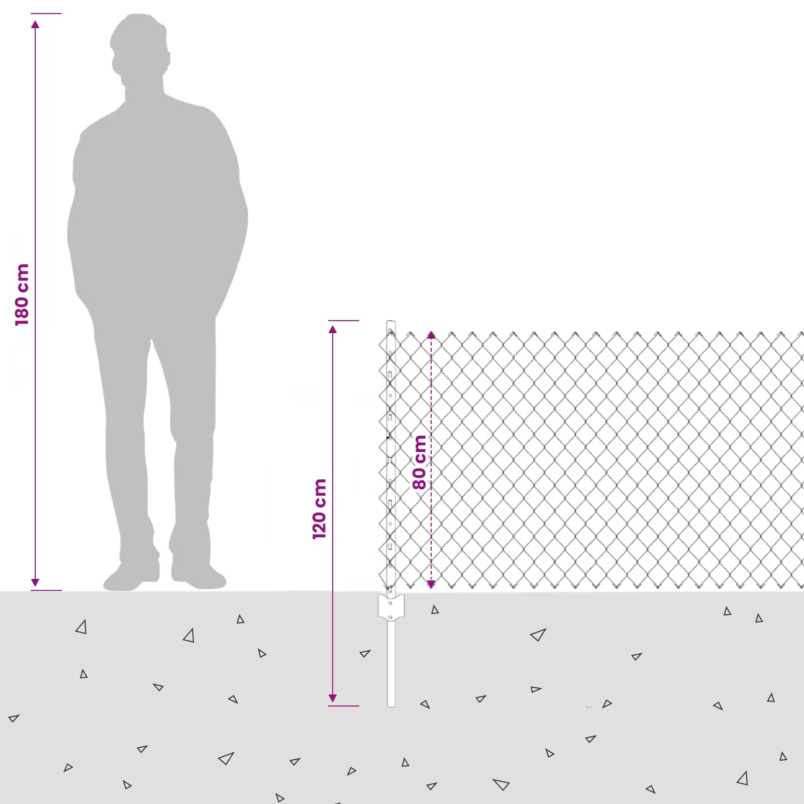 Maschendrahtzaun mit Pfosten 25 x 0,8 m PVC-beschichteter Stahl