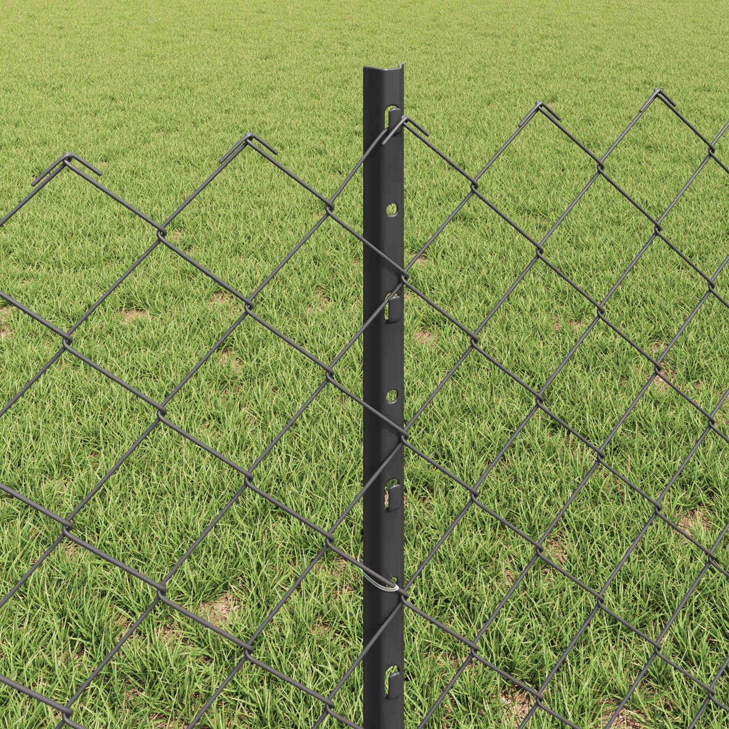 Kettenzaun mit Pfosten 25 x 0,6 m PVC-beschichteter Stahl Grau