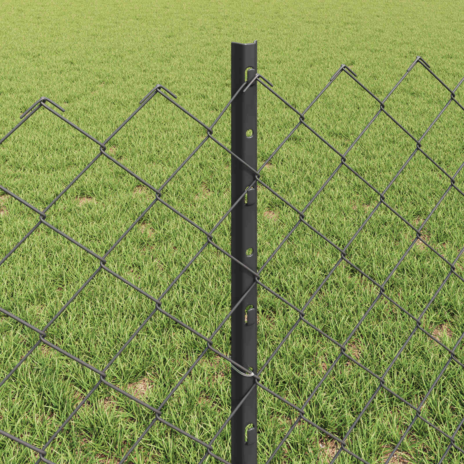 Kettenzaun mit Pfosten 25 x 0,6 m PVC-beschichteter Stahl Grau