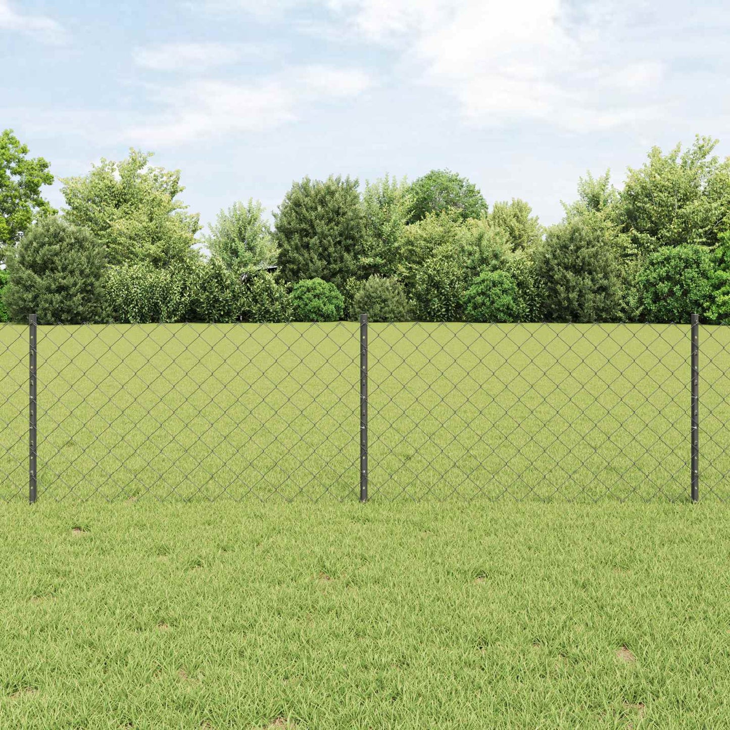 Kettenzaun mit Pfosten 25 x 0,6 m PVC-beschichteter Stahl Grau