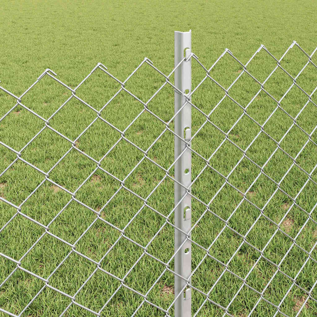 Kettenzaun mit Pfosten 10 x 0,8 m Feuerverzinkter Stahl Silber