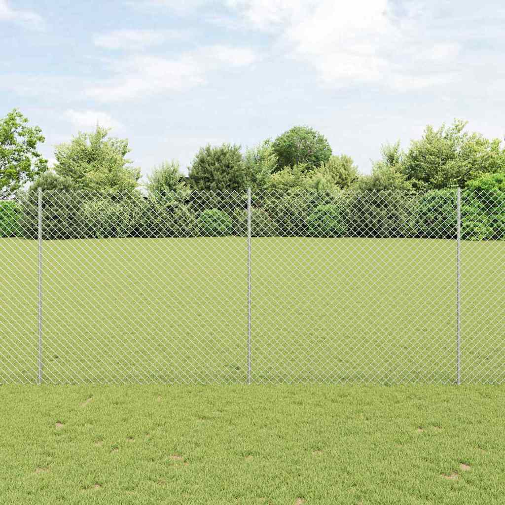 Kettenzaun mit Pfosten 10 x 1,4 m Feuerverzinkter Stahl Silber