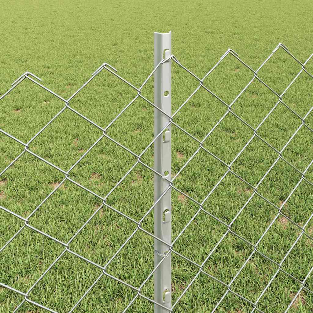 Zaun mit Pfosten Silber