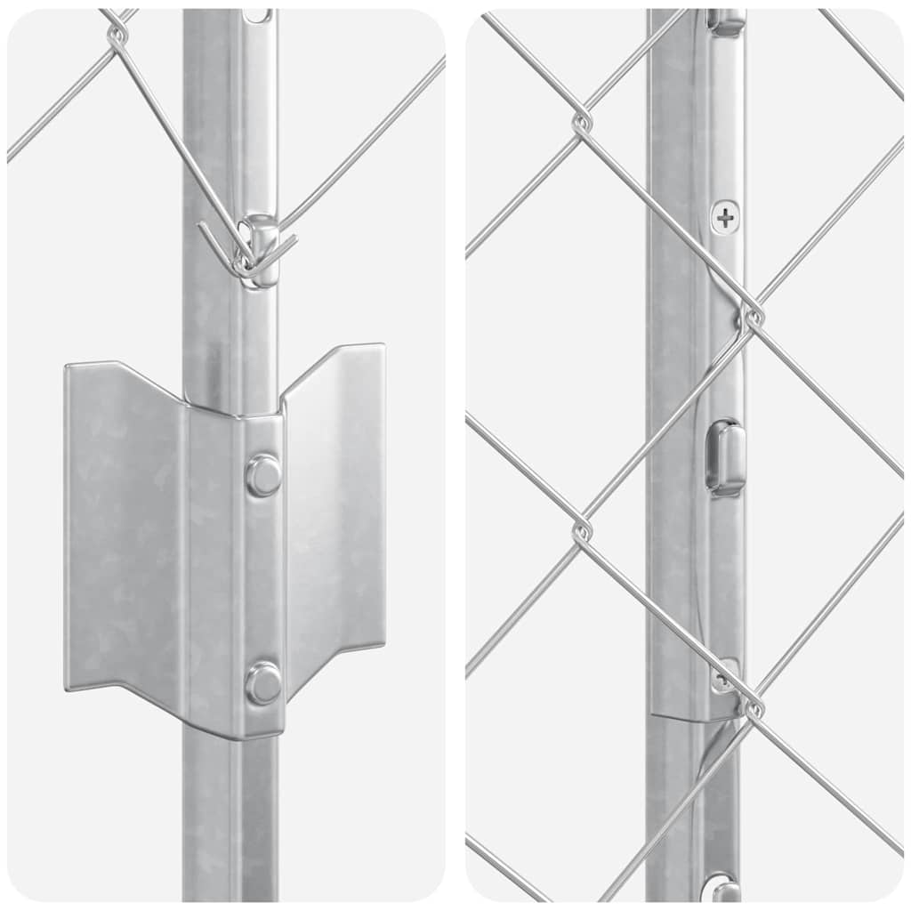Zaun mit Pfosten Silber
