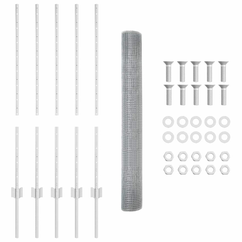 Zaun mit Pfosten Silber