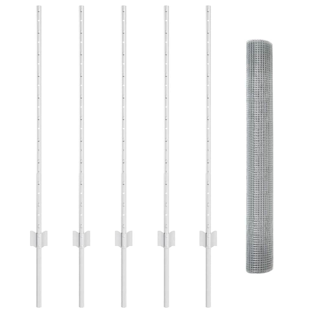 Zaun mit Pfosten Silber