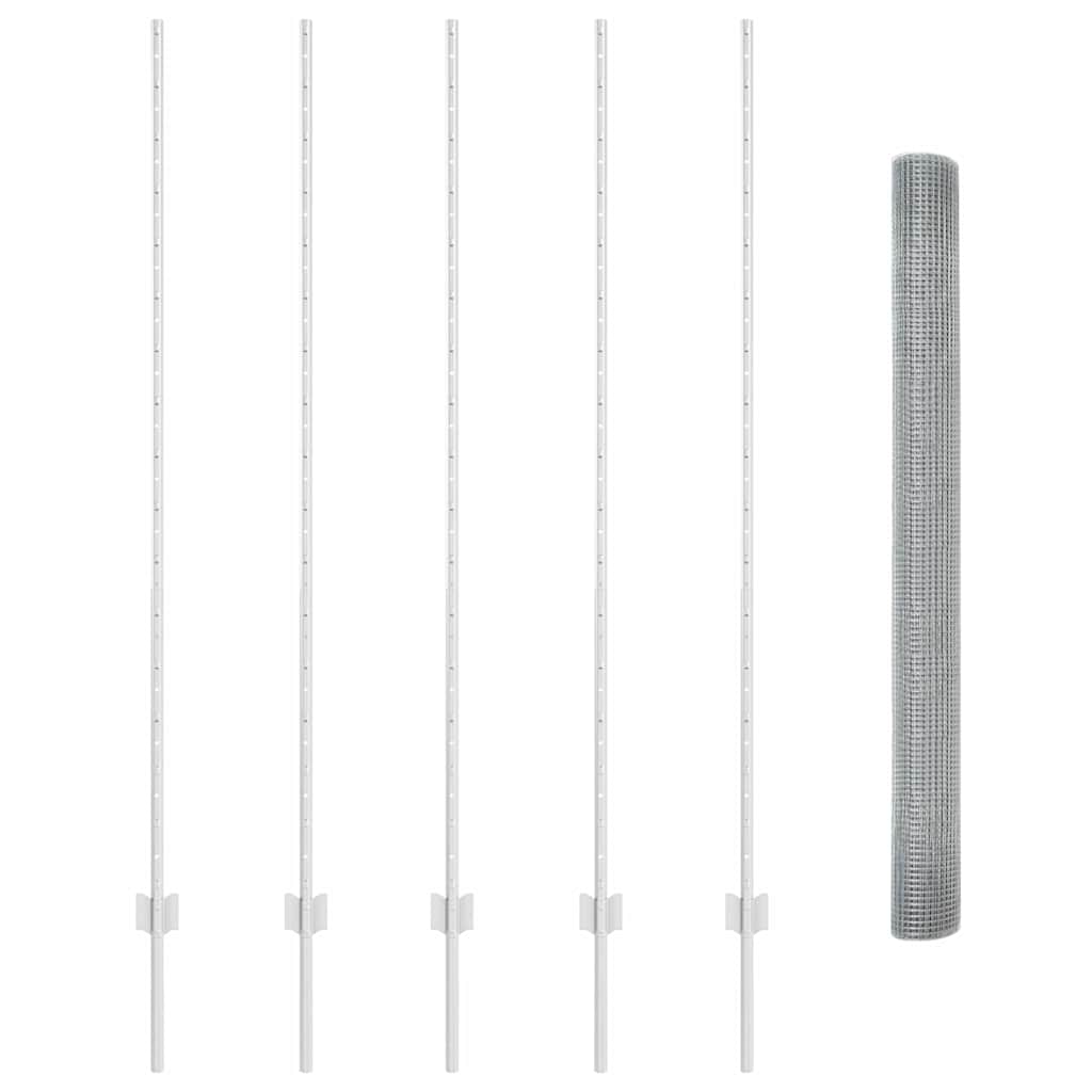 Zaun mit Pfosten Silber