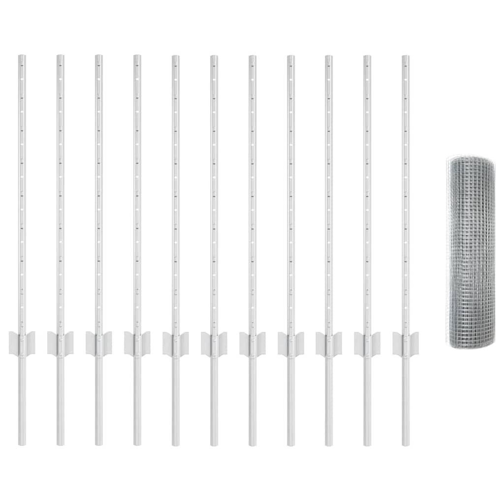 Zaun mit Pfosten Silber