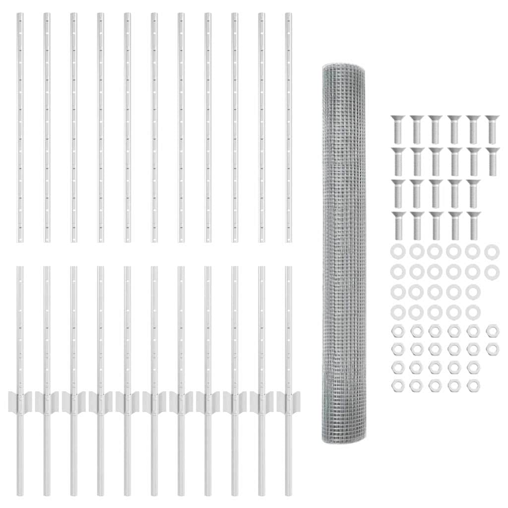 Zaun mit Pfosten Silber