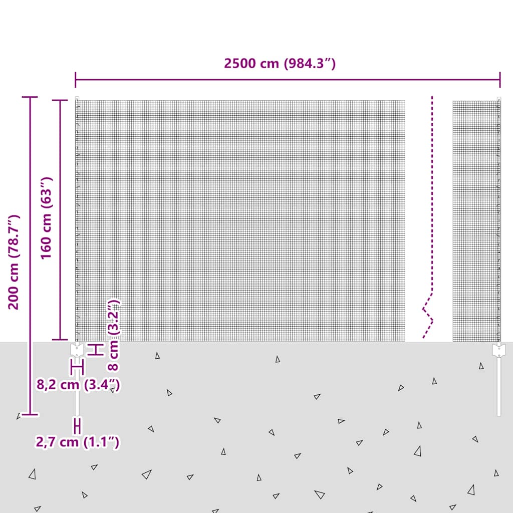 Schweißdrahtzaun mit Pfosten 25 x 1,6 m Feuerverzinkter Stahl