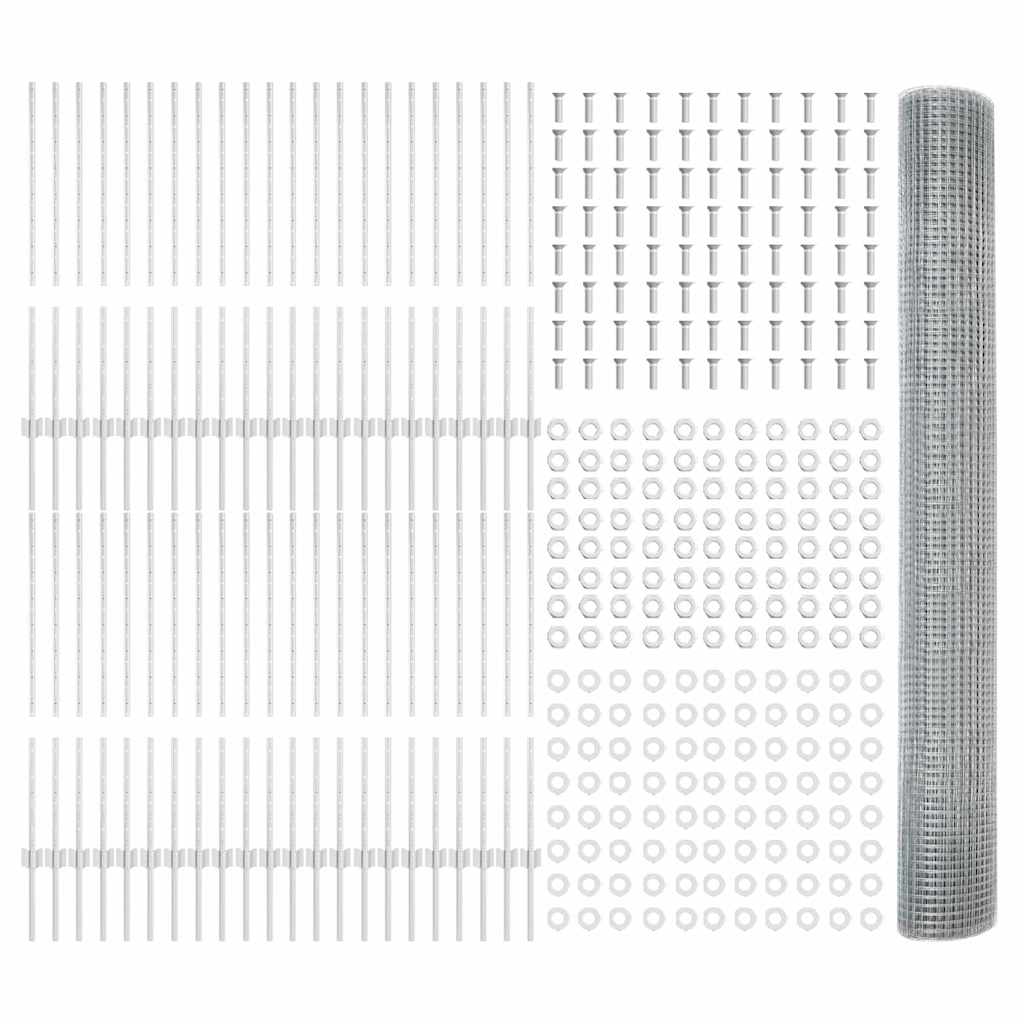 Zaun mit Pfosten Silber