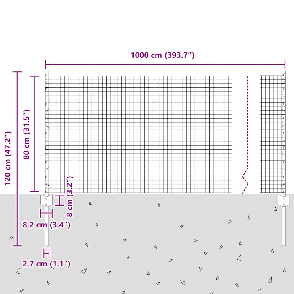 Zaun mit Pfosten Grün