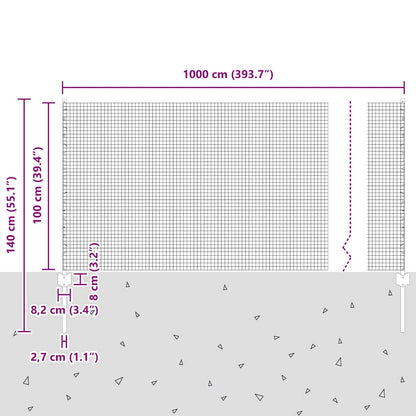Geschweißter Drahtzaun mit Pfosten 10 x 1 m Verzinkter Stahl