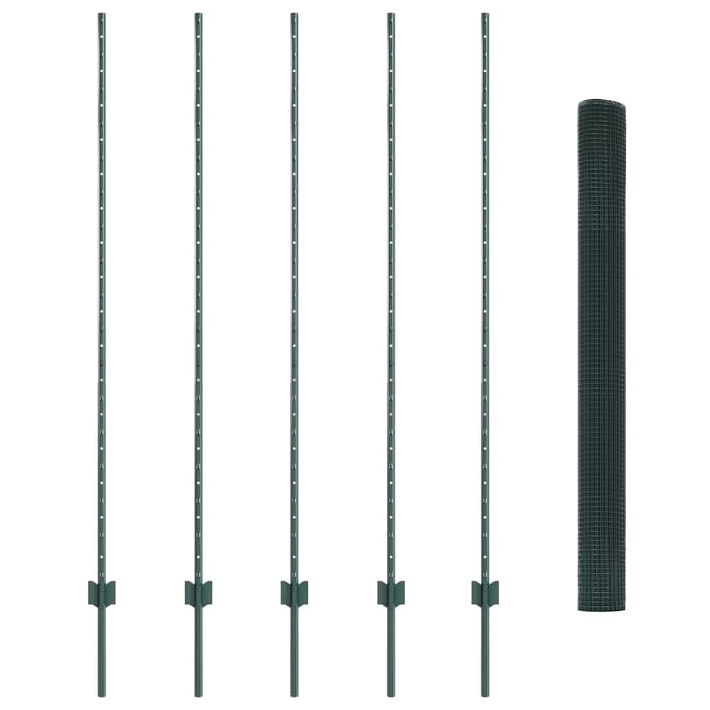 Schweißdrahtzaun mit Pfosten 10 x 1,6 m PVC-beschichteter Stahl