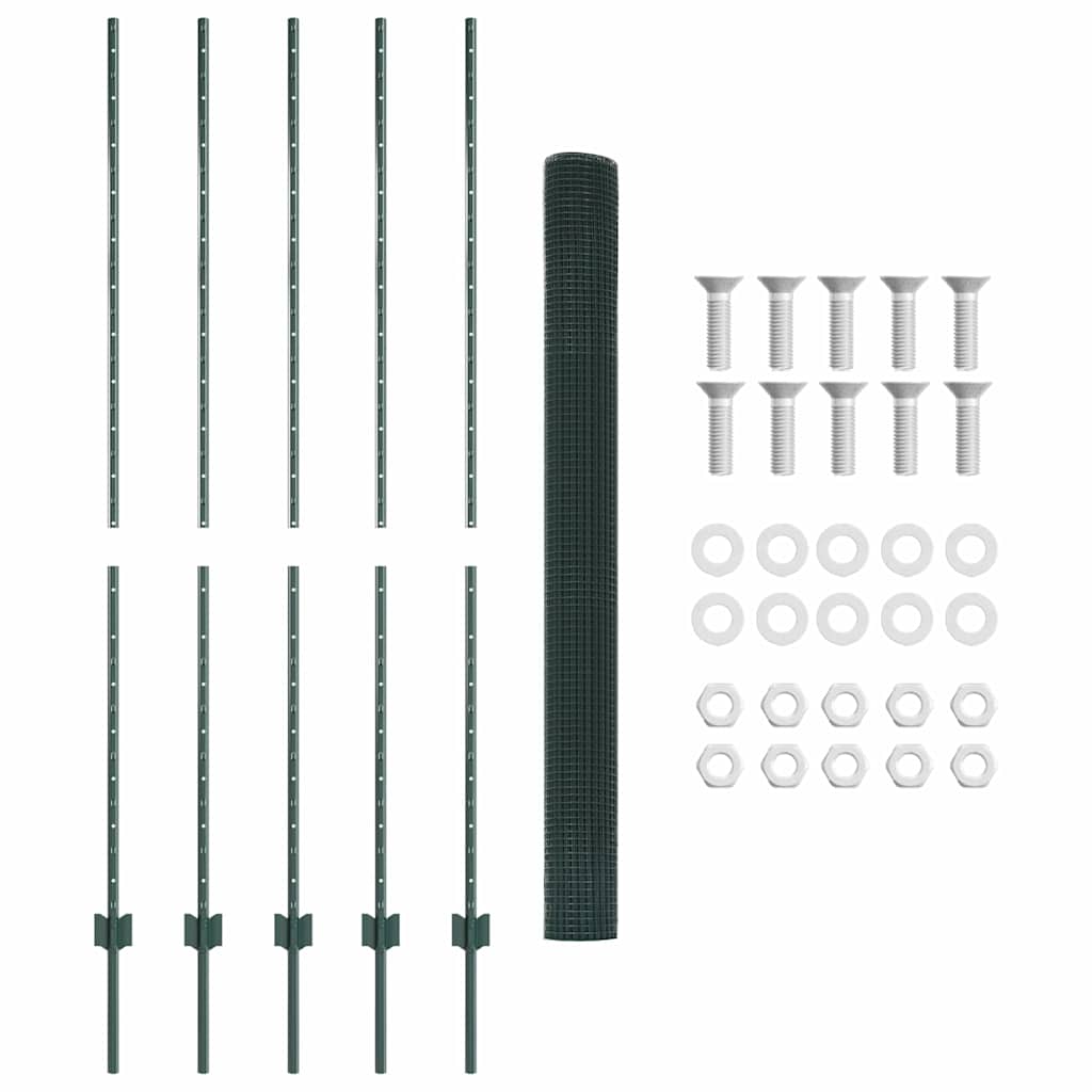 Schweißdrahtzaun mit Pfosten 10 x 1,6 m PVC-beschichteter Stahl