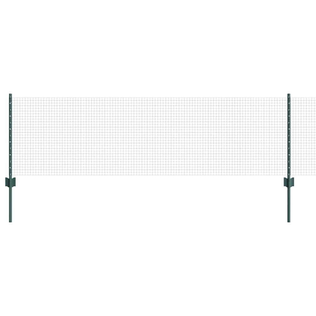 Schweißdrahtzaun mit Pfosten 0,6 x 25 m Stahl und PVC Grün Netz