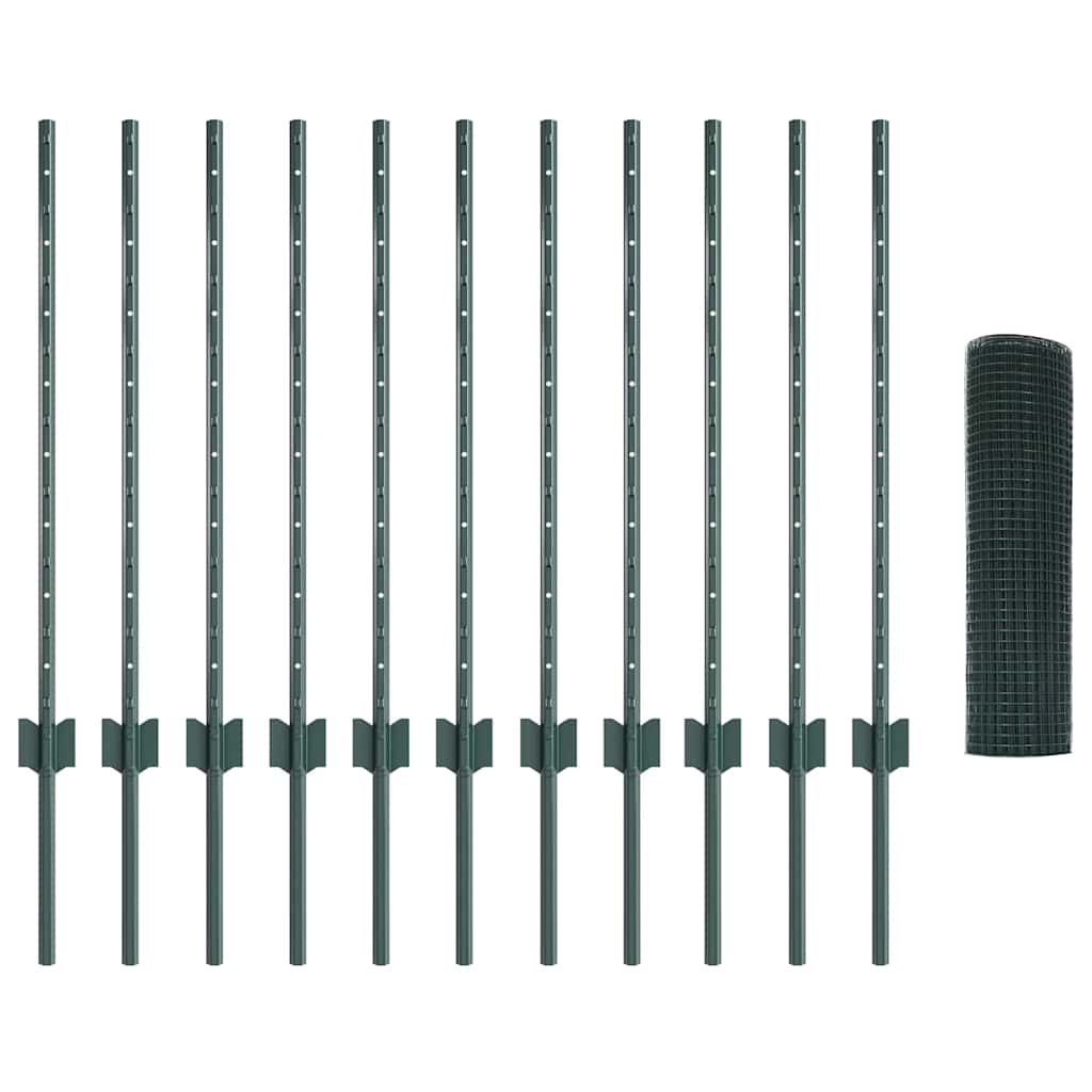 Schweißdrahtzaun mit Pfosten 25 x 0,8 m PVC-beschichteter Stahl