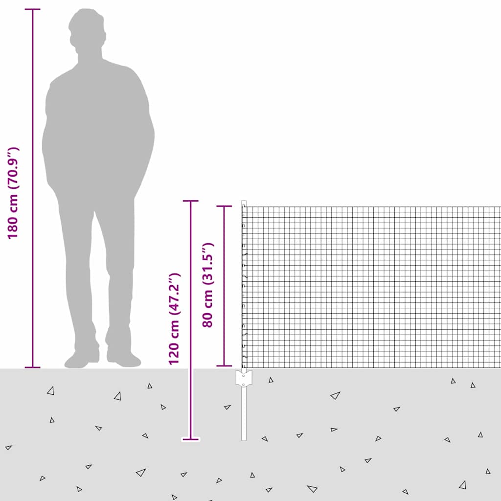 Schweißdrahtzaun mit Pfosten 25 x 0,8 m PVC-beschichteter Stahl