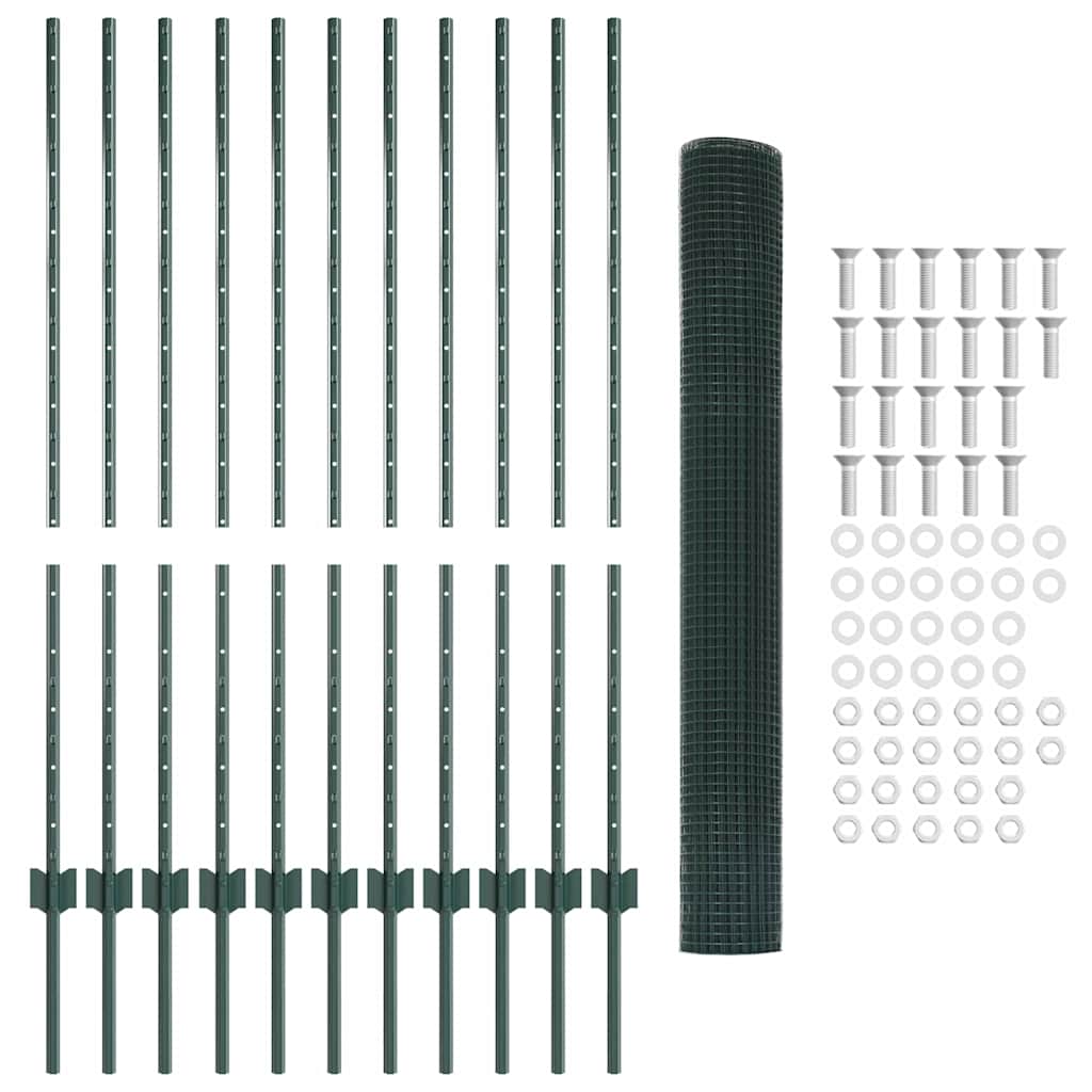Schweißdrahtzaun mit Pfosten 25 x 1,2 m PVC-beschichteter Stahl