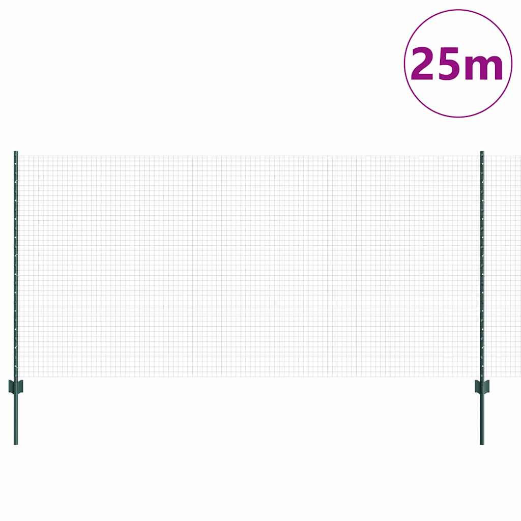Schweißdrahtzaun mit Pfosten 25 x 1,2 m PVC-beschichteter Stahl