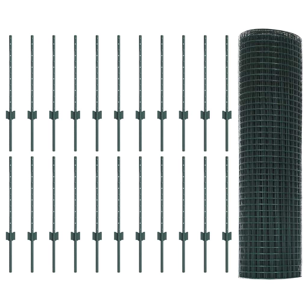 Schweißdrahtzaun mit Pfosten 50 x 0,5 m PVC-beschichteter Stahl