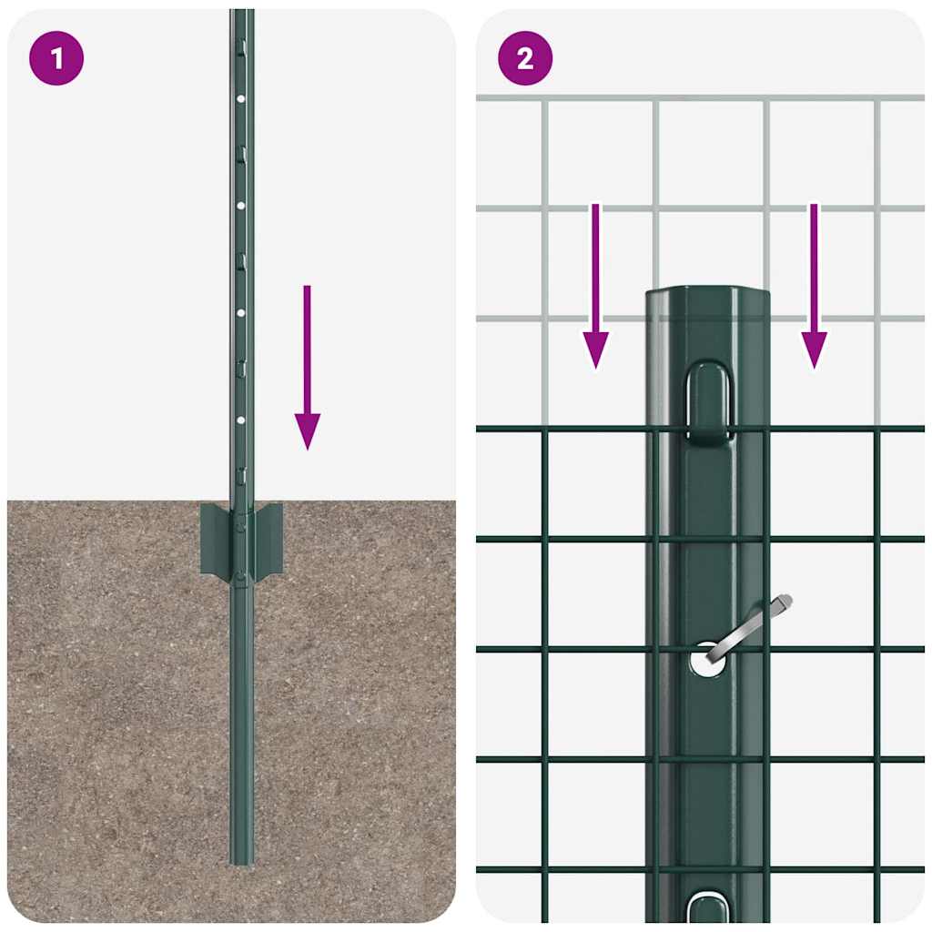 Schweißdrahtzaun mit Pfosten 50 x 0,6 m PVC-beschichteter Stahl