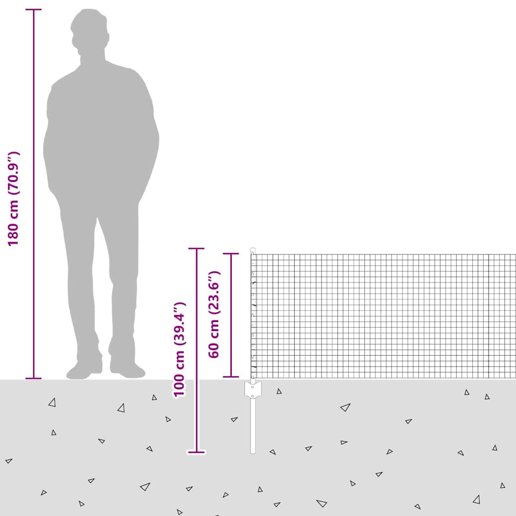 Schweißdrahtzaun mit Pfosten 50 x 0,6 m PVC-beschichteter Stahl