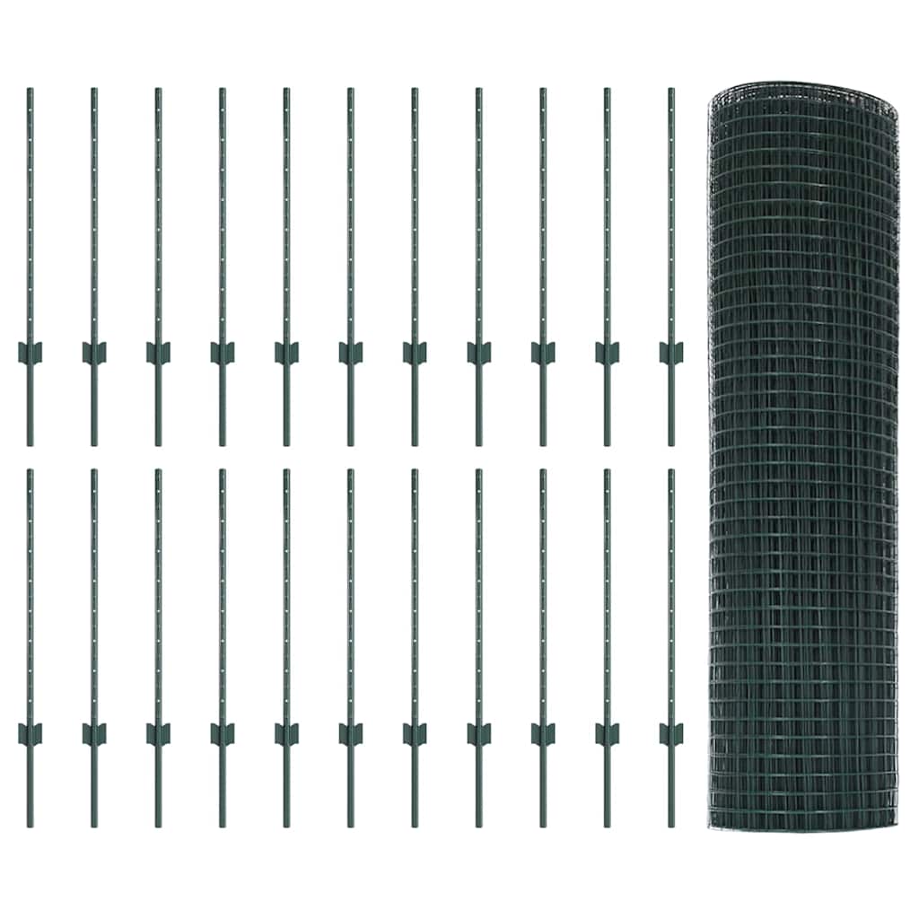 Schweißdrahtzaun mit Pfosten 50 x 0,8 m PVC-beschichteter Stahl